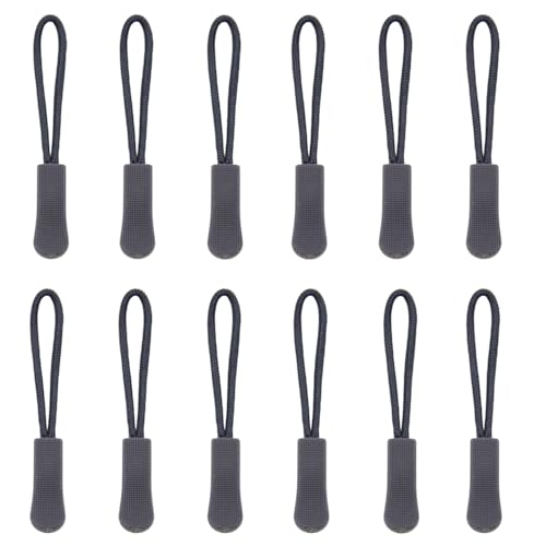 Yosawa 50 Pieces Zipper Pull Replacement，Nylon Zipper Tags Cord，Zipper Pull Puller for Jackets，Backpacks, Luggage, Purses, Handbags(Grey) - style: Style-Grey