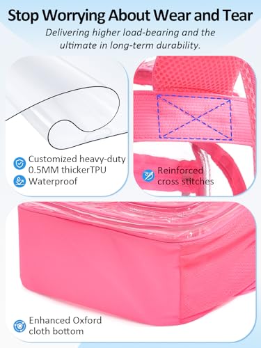 Double-Layer Clear Backpack Heavy Duty, 17 Inch Large Clear Bookbag, Transparent See Through Backpack For School, Work, College, Travel, Sport- Peach Pink - color: 1# Peach, style: Pro Series (Double Layer)
