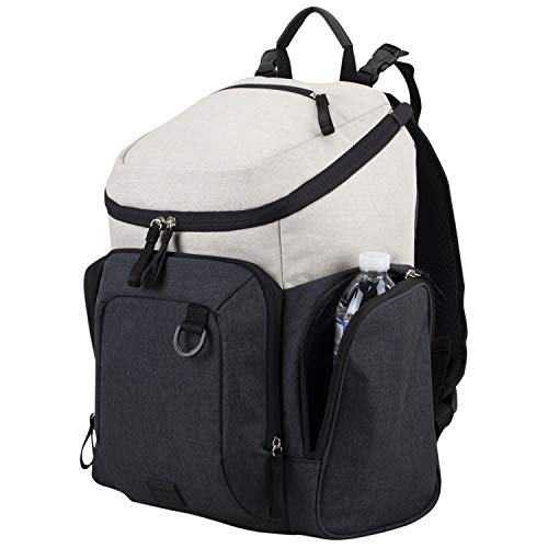 BODHI Baby Tech Top Loader Diaper Bag Backpack with removable changing pad, Unisex, for Moms and Dads - Oatmeal/Black Combo Chambray - color: Oatmeal Black Combo Chambray