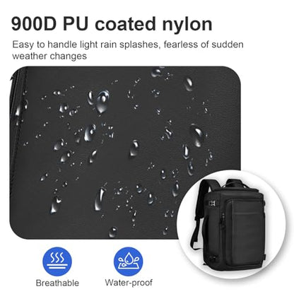 Carry On Travel Backpack Waterproof with Shoe Compartment Flight Approved Laptop Backpack Expandable Business Work Backpack for Women Men Casual Daypack, Black Film - color: Black Film, style: A