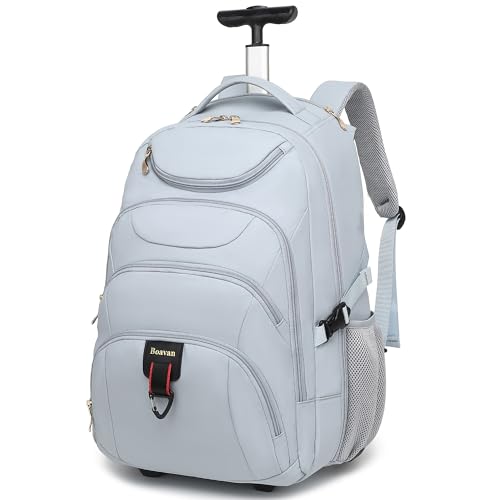 Boavan Rolling Backpack for Women, 17.3 Inch Wheeled Laptop Backpack,Large Travel Carry-On Bag for Teachers College Students, Waterproof Business for Airplane Overnight Luggage，Blue - color: Blue, size: 17.3 inches