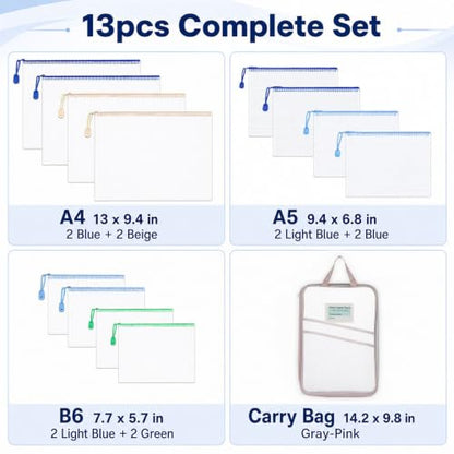 13pcs Mesh Zipper Pouches with Organizer Bag, 3 Sizes Plastic Bags - style: 13pcs