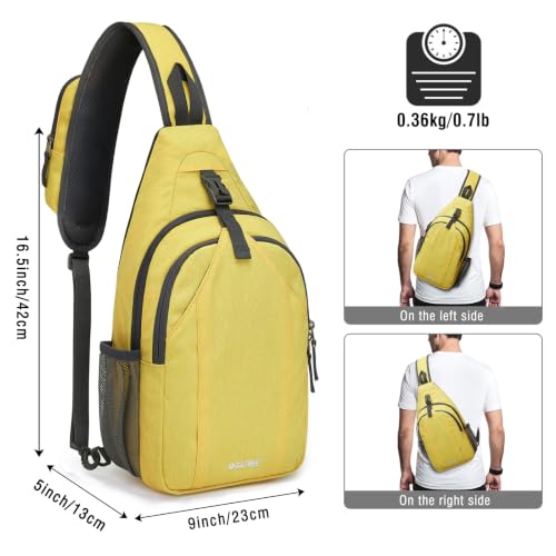 G4Free Sling Bag for Men and Women, RFID Blocking Crossbody Bag, Lightweight Sling Backpack for Travel, Hiking, Walking and Daily Use - color: Yellow
