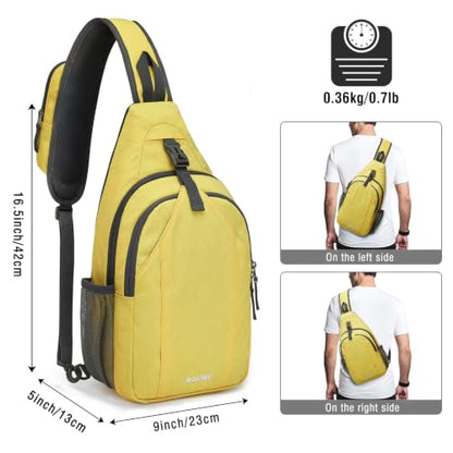 G4Free Sling Bag for Men and Women, RFID Blocking Crossbody Bag, Lightweight Sling Backpack for Travel, Hiking, Walking and Daily Use - color: Yellow