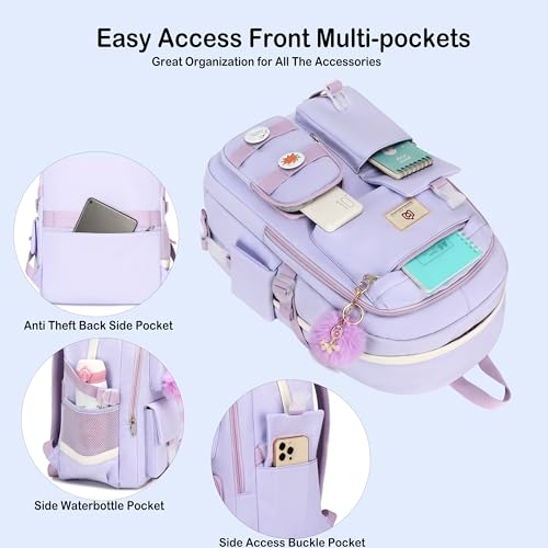 Hidds Laptop Backpacks 15.6 In Kids School Backpack for Girls Women Bookbag - color: A-purple