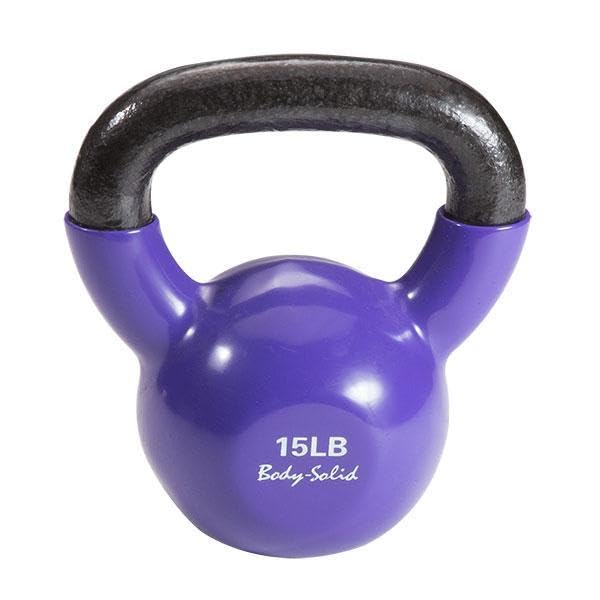 Body-Solid Vinyl Coated Kettlebells with Kettle Grip Handles, Perfect Kettlebells for Weight Training and Core Workout Exercise Equipments - style: 15lbs.