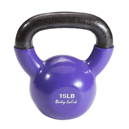 Body-Solid Vinyl Coated Kettlebells with Kettle Grip Handles, Perfect Kettlebells for Weight Training and Core Workout Exercise Equipments - style: 15lbs.