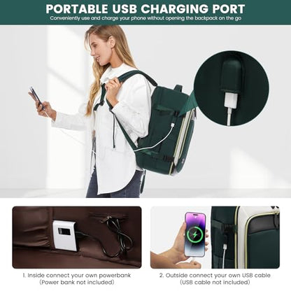 LOVEVOOK Travel Backpack for Women, 40L Carry On Backpack with 3 Packing Cubes,TSA Personal Item Travel Bag Airline Approved, Water Resistant Weekender Overnight Luggage Daypack, Fits 17 Inch Laptop - color: H-green-beige-black, size: Large - 17.3 Inch -