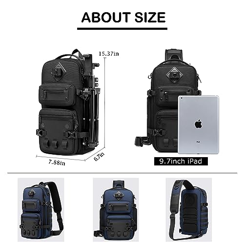 OZUKO Tactical Backpack Chest Sling Bags for Men, Waterproof Crossbody Shoulder Daypack for Outdoor Walking Hiking Trekking (Royal blue) - color: Royal Blue
