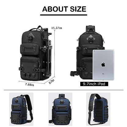 OZUKO Tactical Backpack Chest Sling Bags for Men, Waterproof Crossbody Shoulder Daypack for Outdoor Walking Hiking Trekking (Royal blue) - color: Royal Blue