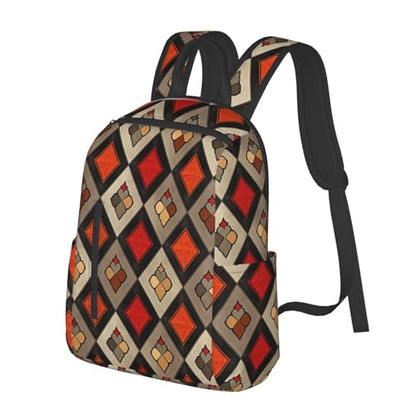 Travel Backpack for Women Men Rhombus Pattern Daypack 15 inch Lightweight Computer Bag Casual Back Pack - color: Rhombus Pattern