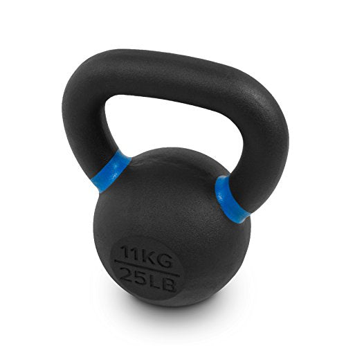 Valor Fitness Premium Cast Iron Kettlebells Powder Coated Kettle Bell Weights - Includes LB and KG Weight - color: D: 25LB