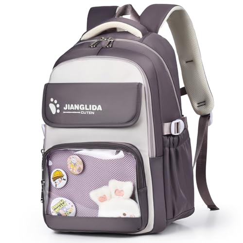 Leaper Cute Backpack for School : 18.5 inch Multi-pocket for Travel Daily - Nylon Water Resistant Anti Theft for Elementary Highschool Student - Gifts for Girls and Women（Purple） - color: Purple-9842