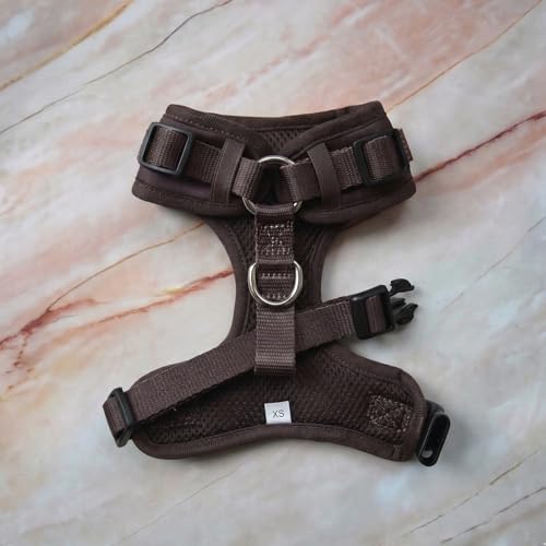 Premium No-Pull Dog Harness Soft Neoprene & Breathable Mesh Vest with Front & Back Clip D-Rings Adjustable Lightweight Walking Harness for Puppies, Small & Medium Dogs (Dark Chocolate Brown, S) - color: Dark Chocolate Brown, size: S: Neck=13.8-17.3''/Ches