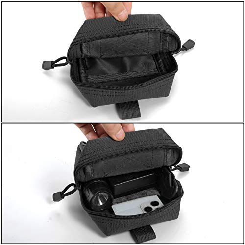 FRTKK 2 Pack Molle Pouches - Tactical Compact Water-Resistant EDC Pouch Bag Small Utility Pouch - color: 2 Pack-Black
