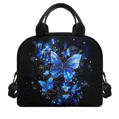 Flashideas Aesthetic Butterfly Backpack for Girls Kids Backpack with Lunch Box Insulated Water Bottle and Water Bottle Holder with Strap 4Pcs Set 17" Bookbag with Compartments Lightweight School Bag - color: Aesthetic Blue Butterfly