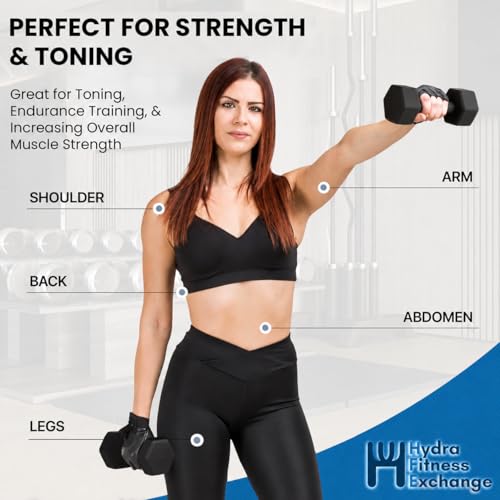 Neoprene Hexagon Dumbbells with Cast Ergo Handle (1 to 15lbs Pack of 1, 2, 4) | Durable Anti-Slip Exercise & Fitness Strength Training Free Weights for Home Gym | Black | For Men & Women - color: Black-3Lb pack of 4