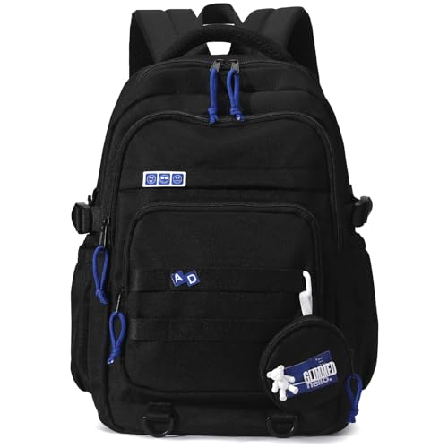 Kids Backpack for Girls - Aesthetic School Backpack for Teens & Elementary Students - Black Bookbag - color: Black