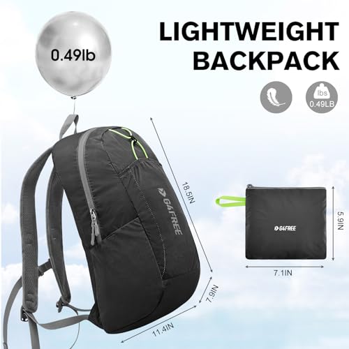 G4Free 24L Lightweight Packable Hiking Backpack Sport Travel Daypack Water Resistant for Women Men - color: Black