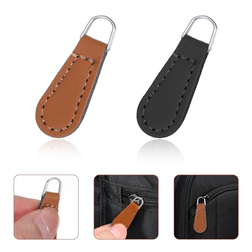 Ymapinc Detachable Pu-Leather Zipper Pull Replacement，8 PCS Universal Zippers Repair Pulls for Purses Black Leather for Luggage Backpacks Suitcases Jackets Purses Slider & Stopper Accessories