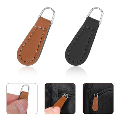 Ymapinc Detachable Pu-Leather Zipper Pull Replacement，8 PCS Universal Zippers Repair Pulls for Purses Black Leather for Luggage Backpacks Suitcases Jackets Purses Slider & Stopper Accessories