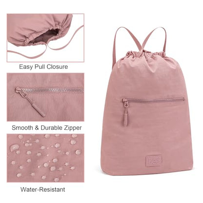 Lee Drawstring Backpack Bag Lightweight Small Gym Swim Beach Bag Water Resistant Sports Sackpack for Men Women, LEE48-002DPK - color: Dark Pink