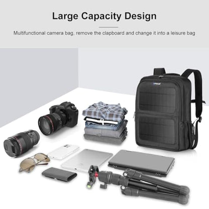 Camera Backpack Bag, 12W Solar Power Small Professional DSLR Photography Backpack with 14“ Laptop Compartment for DSLR/SLR Mirrorless Camera Case