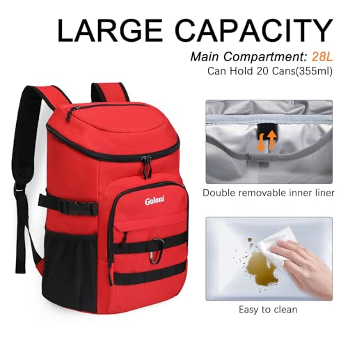 Cooler Backpack Insulated Leak Proof,Small Soft Coolers Bag for Men and Women Camping,Travel,Beach,Hiking,Picnic - color: Red