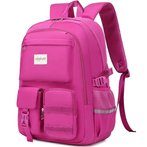 abshoo Big Student Laptop Backpack For College Women Middle High School Teen Girls Bookbag Travel Daypack (Hot Pink) - color: Hot Pink