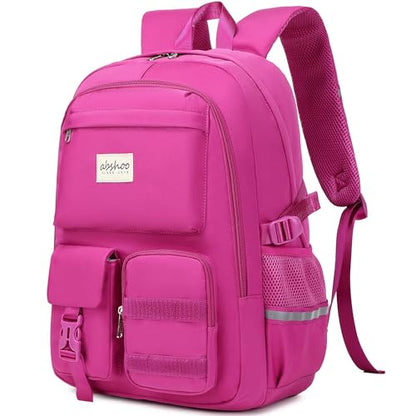 abshoo Big Student Laptop Backpack For College Women Middle High School Teen Girls Bookbag Travel Daypack (Hot Pink) - color: Hot Pink