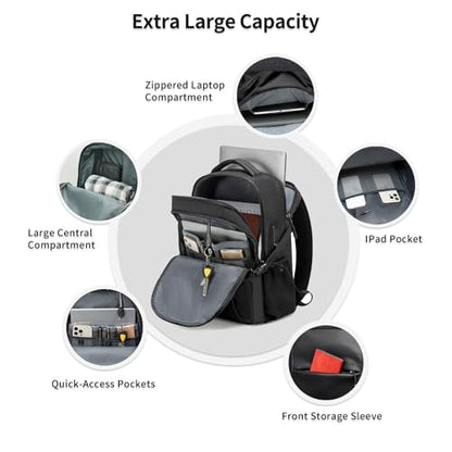 ARCTIC HUNTER AH Business Laptop Backpack for Men Work Commuting, 30L Large Travel Carry On Backpack Flight Approved for Airplane, Professional College Backpacks Casual Daypack Black - color: Black