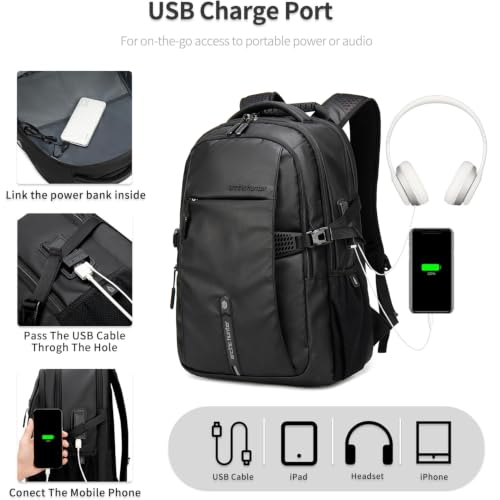 ARCTIC HUNTER AH Business Laptop Backpack for Men Work Commuting, 30L Large Travel Carry On Backpack Flight Approved for Airplane, Professional College Backpacks Casual Daypack Black - color: Black