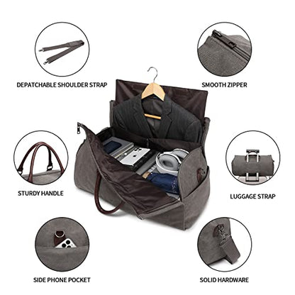seyfocnia Convertible Travel Garment Bag,Carry on Garment Duffel Bag for Men Women - 2 in 1 Hanging Suitcase Suit Business Travel Bag - color: Grey-backpack