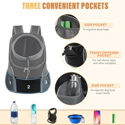 YUDODO Dog Front Carrier Backpack, Adjustable Breathable Pet Carrier for Small Dogs Cats, Ventilated Puppy Back Pack with Safety Belt, Lightweight Doggy Backpack for Hiking Outdoor (Black, M) - color: Black