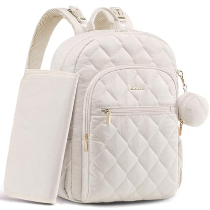 LOVEVOOK Diaper Bag Backpack,Puffer Quilted Baby Diaper Bag with Insulated Pockets,Travel Diaper Backpack for Boys Girls with Changing Pad,Water-Resistant Baby Bag for Mom Dad,Beige - color: Beige