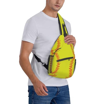 Sling Backpack Unisex Crossbody Chest Bag Shoulder Chest Bag For Women Men Hiking Travel - color: Softball