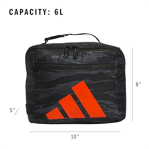 adidas Kids Affiliate Lunch Bag – Insulated Lunchbox for Girls and Boys, 6L - color: Essential Camo Black/Black/Orange