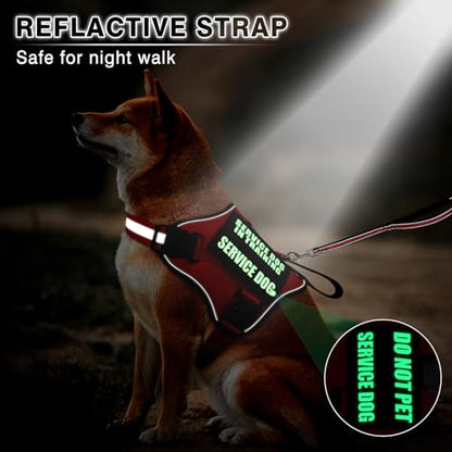 Service Dog Vest Harness and Leash Set+10 Patches,No Pull&Adjustable Reflective Dog Harness with Soft Padded Handle for Training/Everyday,Fit Small/Medium/Large/Extra-Large Dogs(Red XL) - color: Red, size: Extra-large