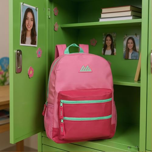 Summit Ridge Colorful Big Backpack for School Kids, Multi Pocket Backpack for Elementary, Middle School Girls, Boys with Padded Straps (Bubblegum/Pink) - color: Bubblegum/Pink