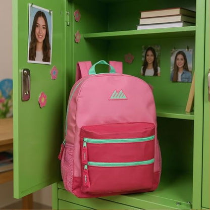 Summit Ridge Colorful Big Backpack for School Kids, Multi Pocket Backpack for Elementary, Middle School Girls, Boys with Padded Straps (Bubblegum/Pink) - color: Bubblegum/Pink