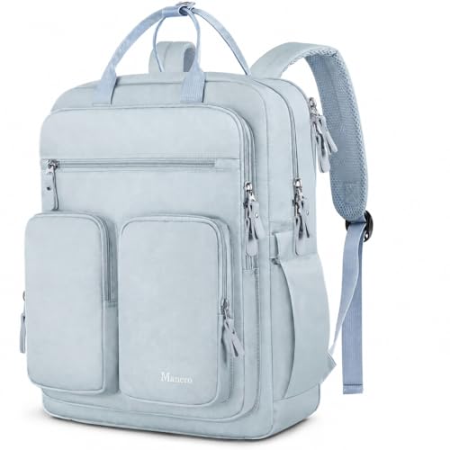 Mancro Travel Backpack for Women, Womens TSA Laptop Backpack with 15.6 Inches Laptop Compartment and Dry-Wet Pocket, Travel Daypack Weekend Backpack for Women, Blue - color: Blue