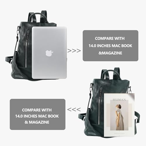 Women Backpack Purse PU Leather Anti-theft Casual Shoulder Bag Fashion Ladies Satchel Bags - color: Black, size: Medium