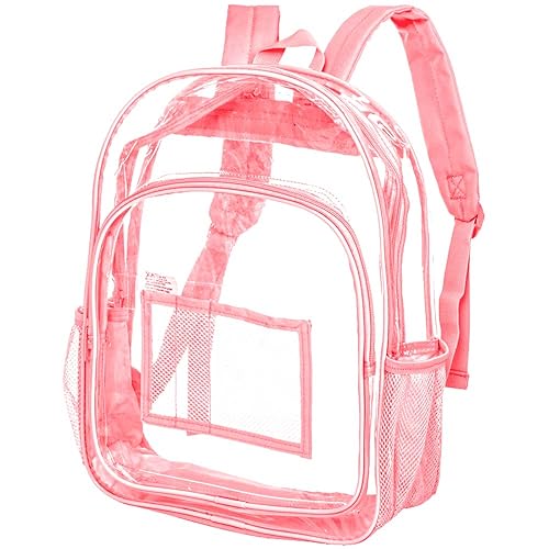 gxtvo Clear Backpack, Heavy Duty Transparent Bookbag, See Through Backpacks for Women Men | Heavy Duty - color: Light Orange