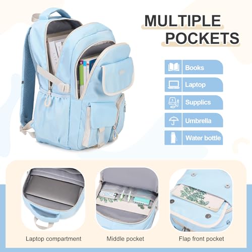 DIGOBAY Backpacks for Girls, 3PCS School Backpack with Lunch Box Pencil Pouch for Teen Girls Kids Elementary Primary Middle High College Travel School bag Bookbag Set （Blue） - color: Blue