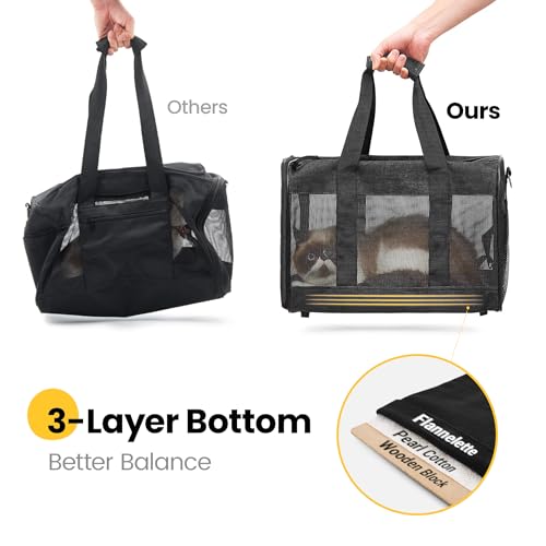 Conlun Dog Carrier Soft Sided, Large Cat Carrier,Black L - color: Black, size: 20.0"L x 12.0"W x 12.0"H