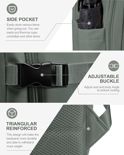 Simple Travel Backpack For Women Men,Carry on Backpack for Traveling on Airplane,Mochila de Viaje,Frontier Airlines Personal Item Travel Bag,Waterproof Luggage Backpack with USB Charging Port(Green) - color: Green