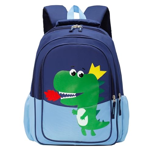 15 inch Primary School Kindergarten Schoolbag Leisure Cool Cute Cartoon Travel Backpack For Boys Girls Ages 6-10 Use - color: Dinosaur Blue-2, size: Large