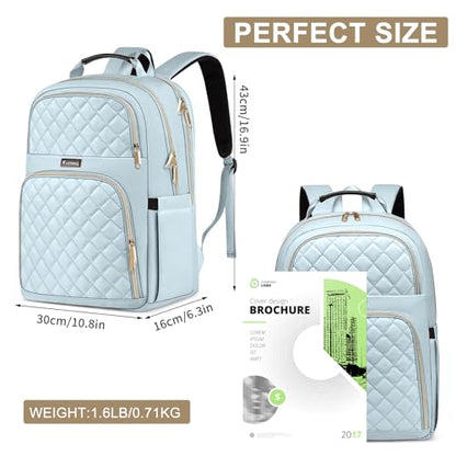 Backpack Women, Stylish Ladies Backpack Laptop Daypack for College, Travel | Large Backpack, Water Resistant - color: Light Blue, size: 15.6 Inch