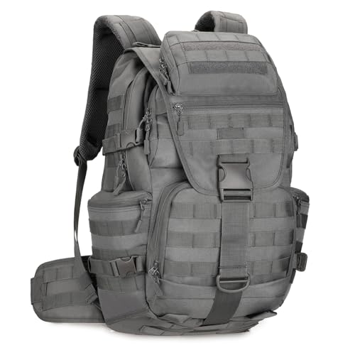 50L Military Tactical Backpack Hiking Waterproof Backpack Large Military Pack 3 Day Assault Pack Molle Bag Rucksack - color: Grey