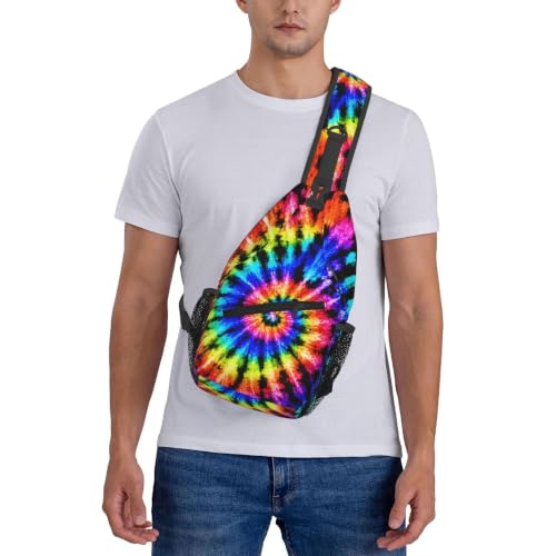 Sling Backpack Unisex Crossbody Chest Bag Shoulder Chest Bag For Women Men Hiking Travel - color: Tie Dye